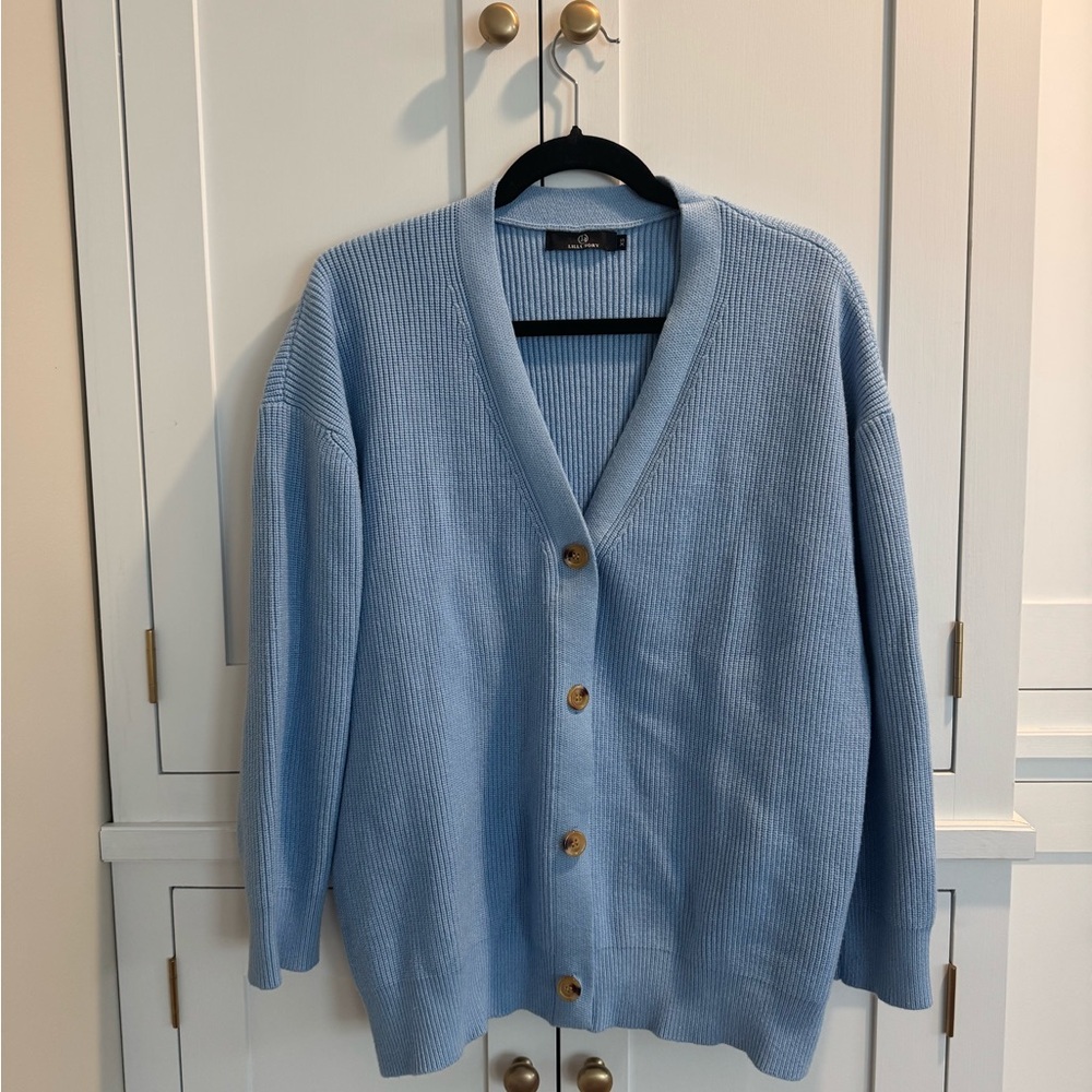 Light Blue Cardigan with Wooden Style Buttons